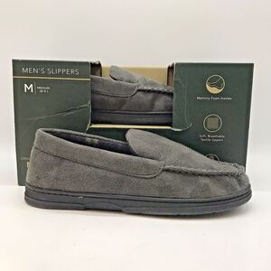 NEW Gold Toe Gray & Plaid Memory Foam Indoor Outdoor Men's Medium 8-9  Slippers